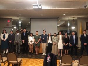 Contestants and organisers standing together at the High School Pro Life Oratory Contest.